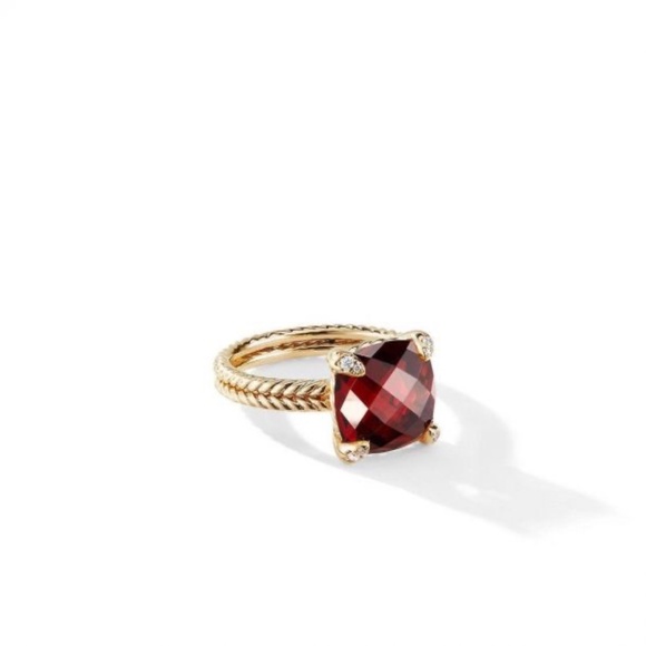 David Yurman CHATELAINE 18K YG  Garnet Ring with Diamonds - Picture 10 of 10